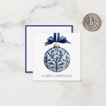 Navy Blue and White Chinoiserie Christmas Ornament