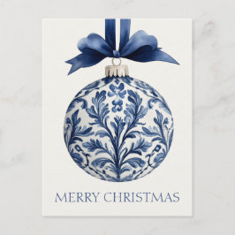 Navy Blue and White Chinoiserie Christmas Ornament ポストカード