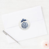 Navy Blue and White Chinoiserie Christmas Ornament ラウンドシール (封筒)