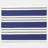 Navy Blue and White Coastal Stripes フリースブランケット (正面(横))