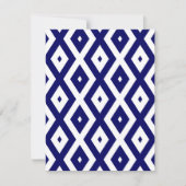 Navy blue and white diamond pattern 出欠カード (正面)