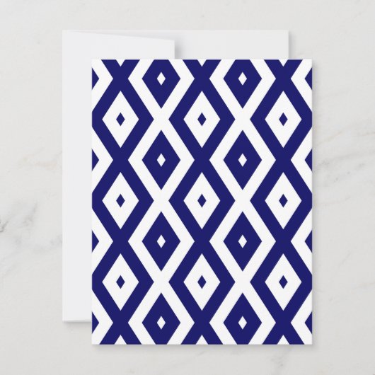 Navy blue and white diamond pattern 出欠カード (正面)