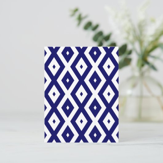 Navy blue and white diamond pattern 出欠カード (スタンド正面)