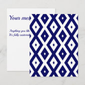 Navy blue and white diamond pattern 出欠カード (正面/裏面)