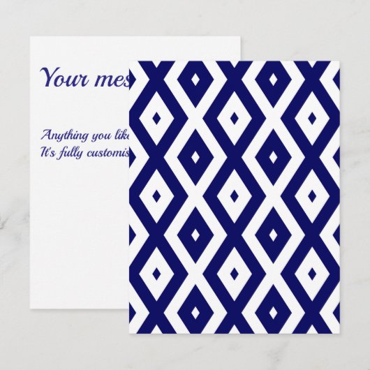 Navy blue and white diamond pattern 出欠カード (正面/裏面)