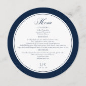Navy Blue and White Elegant Round Wedding メニュー (正面)