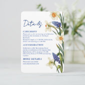 Navy blue and white floral Wedding details エンクロージャーカード (スタンド正面)