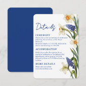 Navy blue and white floral Wedding details エンクロージャーカード (正面/裏面)