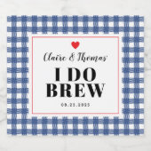 Navy Blue and White Gingham I Do Brew Wedding ビールラベル (シングルラベル)