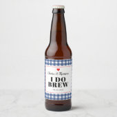 Navy Blue and White Gingham I Do Brew Wedding ビールラベル (正面)