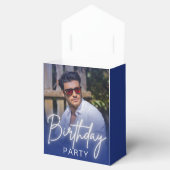 Navy Blue and White Gradient Photo Birthday フェイバーボックス (オープン)