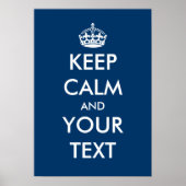 Navy blue and white Keep calm poster | Customize ポスター (正面)