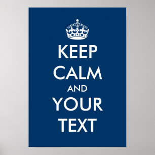 Navy blue and white Keep calm poster Customize ポスター