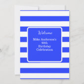 Navy Blue and White Mens Birthday Party  招待状 (裏面)