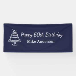 Navy Blue and White Mens Birthday Party  横断幕