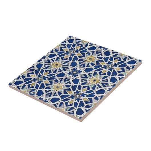 Navy Blue and White Moroccan Zellige Mosaic  タイル (側面)