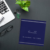 Navy blue and white name handwritten minimalist ノートブック