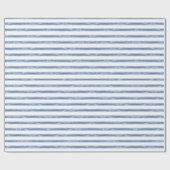 Navy Blue and White Stripe Coastal Christmas ラッピングペーパー (フラット)