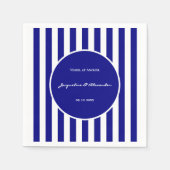 Navy Blue and White Stripes Napkins スタンダードカクテルナプキン (正面)