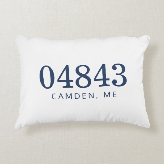 Navy Blue and White The Location Zip Code アクセントクッション (正面)