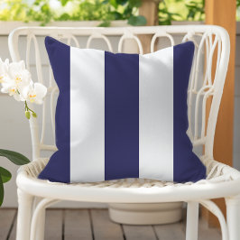 Navy Blue and White Vertical Awning Stripes アウトドアクッション