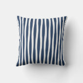 Navy Blue and White Wavy Stripe Throw Pillow クッション (裏面)