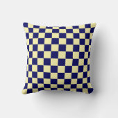 Navy Blue and Yellow Checkerboard Pattern クッション (裏面)