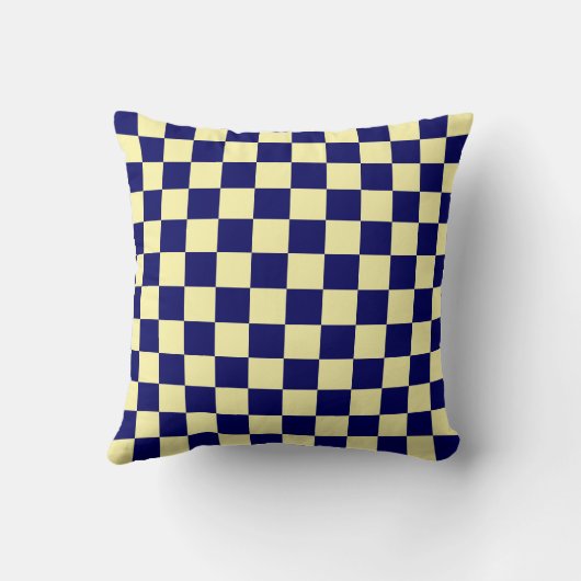 Navy Blue and Yellow Checkerboard Pattern クッション (裏面)