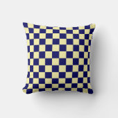 Navy Blue and Yellow Checkerboard Pattern クッション (正面)
