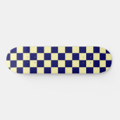 Navy Blue and Yellow Checkerboard Pattern スケートボード (横)