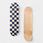 Navy Blue and Yellow Checkerboard Pattern スケートボード (正面)