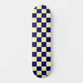 Navy Blue and Yellow Checkerboard Pattern スケートボード (正面)