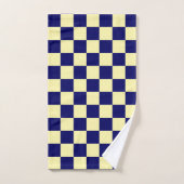 Navy Blue and Yellow Checkerboard Pattern バスタオルセット (ハンドタオル)
