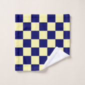 Navy Blue and Yellow Checkerboard Pattern バスタオルセット (ウォッシュタオル)