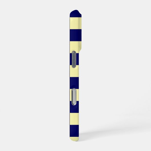 Navy Blue and Yellow Checkerboard Pattern iPhoneケース (右側面)