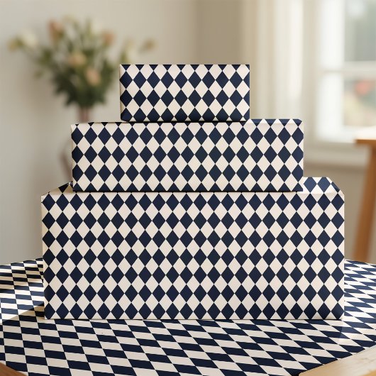Navy Blue Argyle Wrapping Paper ラッピングペーパー