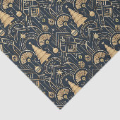 Navy Blue Art Deco Christmas Tree Pattern 薄葉紙 (詳細)