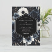 Navy Blue Atmospheric Winter Wedding 招待状 (スタンド正面)