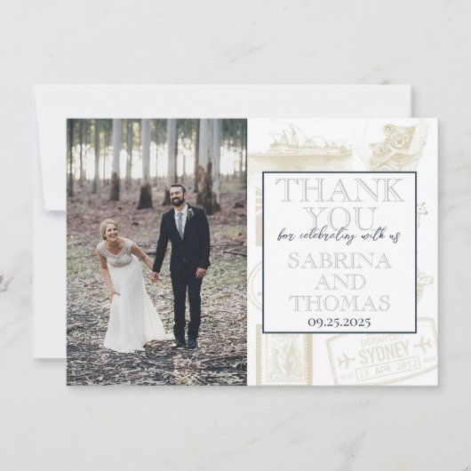 Navy Blue Australiaの写真結婚ありがとう サンキューカード (正面)