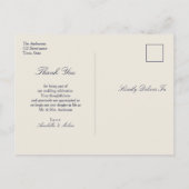 Navy Blue Baroque Wedding Thank You ポストカード (裏面)