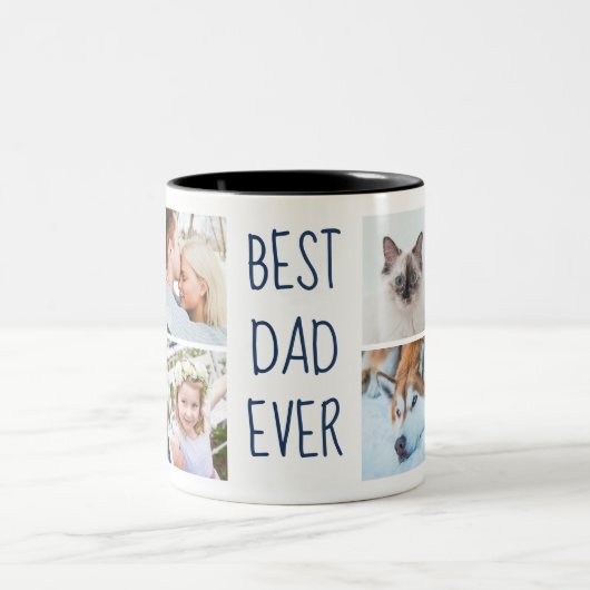 Navy Blue | Best DadEver Custom Photo Mug ツートーンマグカップ (中央)