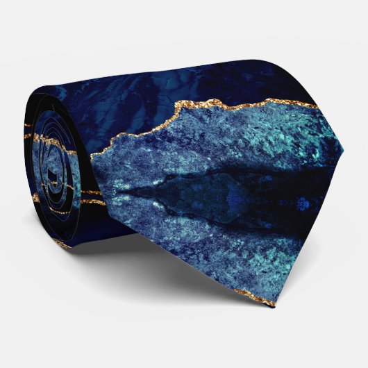 Navy Blue Black Gold Glitter Neck Tie ネクタイ (ロール)