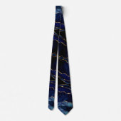 Navy Blue Black Gold Glitter Neck Tie ネクタイ (裏面)