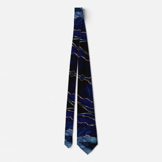 Navy Blue Black Gold Glitter Neck Tie ネクタイ (裏面)