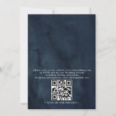 Navy Blue Blush Pink Rose Boho QR Code Wedding 招待状 (裏面)