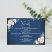 Navy Blue Blush Pink String Lights Wedding Details エンクロージャーカード (スタンド正面)