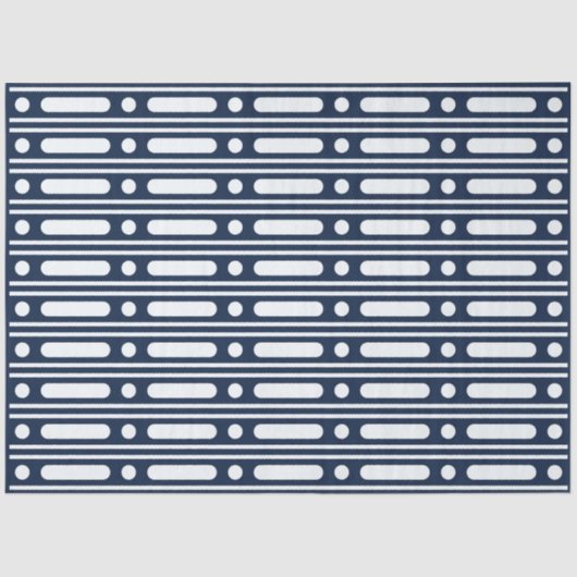 Navy Blue Bone Inlay Border Dots Decoupage Paper 薄葉紙 (正面)