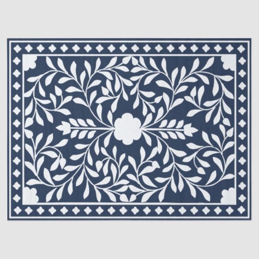 Navy Blue Bone Inlay Decoupage Paper 薄葉紙 (正面)