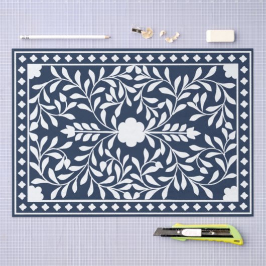 Navy Blue Bone Inlay Decoupage Paper 薄葉紙 (クラフト)