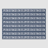 Navy Blue Bone Inlay Floral Border Decoupage Pape  薄葉紙 (正面)